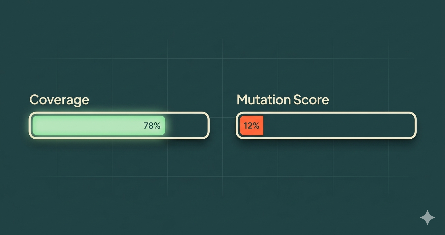 Mutation testing revealing decorative tests — green checkmarks hiding real quality gaps